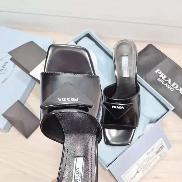 First bag ru PRADA Brushed leather mid-heeled slides