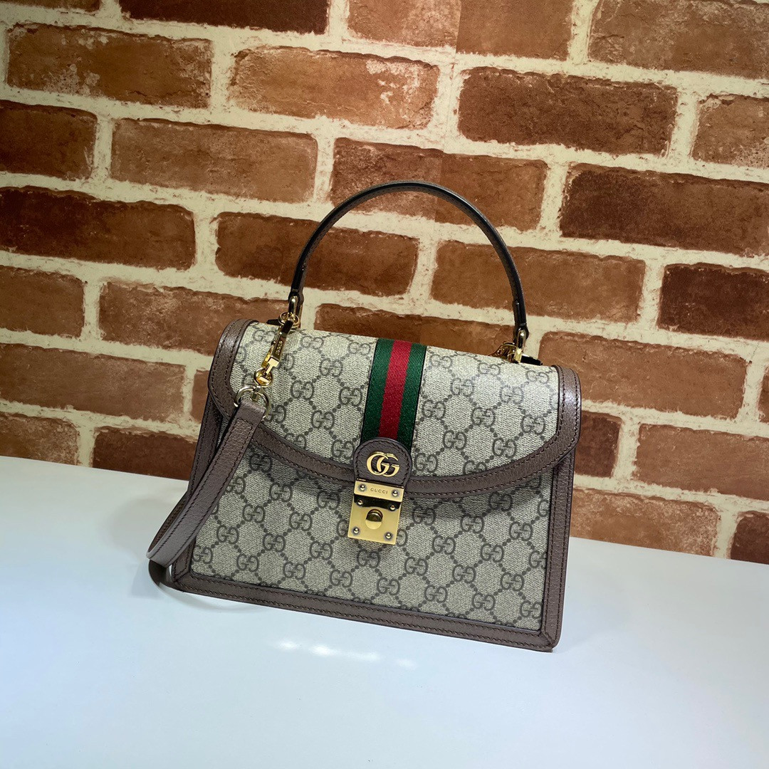 HOT SALE GUCCI Ophidia small top handle bag with Web