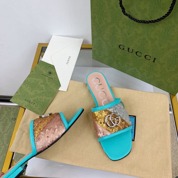 HOT SALE GUCCI Women's slide with Double G