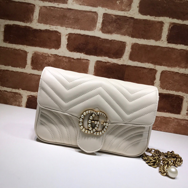 HOT SALE GUCCI GG Marmont Pearl Chain Belt Bag