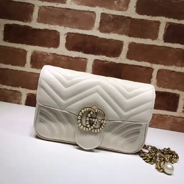 GUCCI GG Marmont Pearl Chain Belt Bag