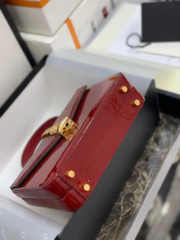 GUCCI Sylvie 1969 PATENT LEATHER MINI TOP HANDLE BAG