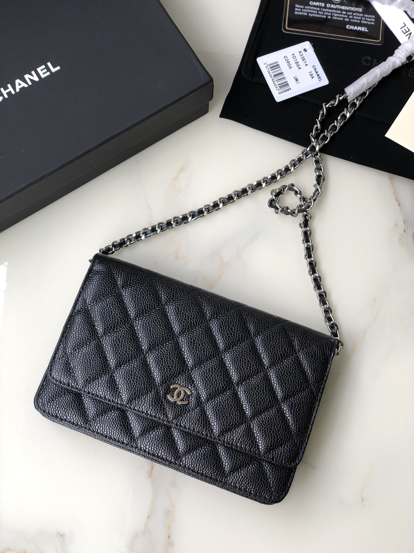 HOT SALE CL CHAIN WALLET CAVIAR