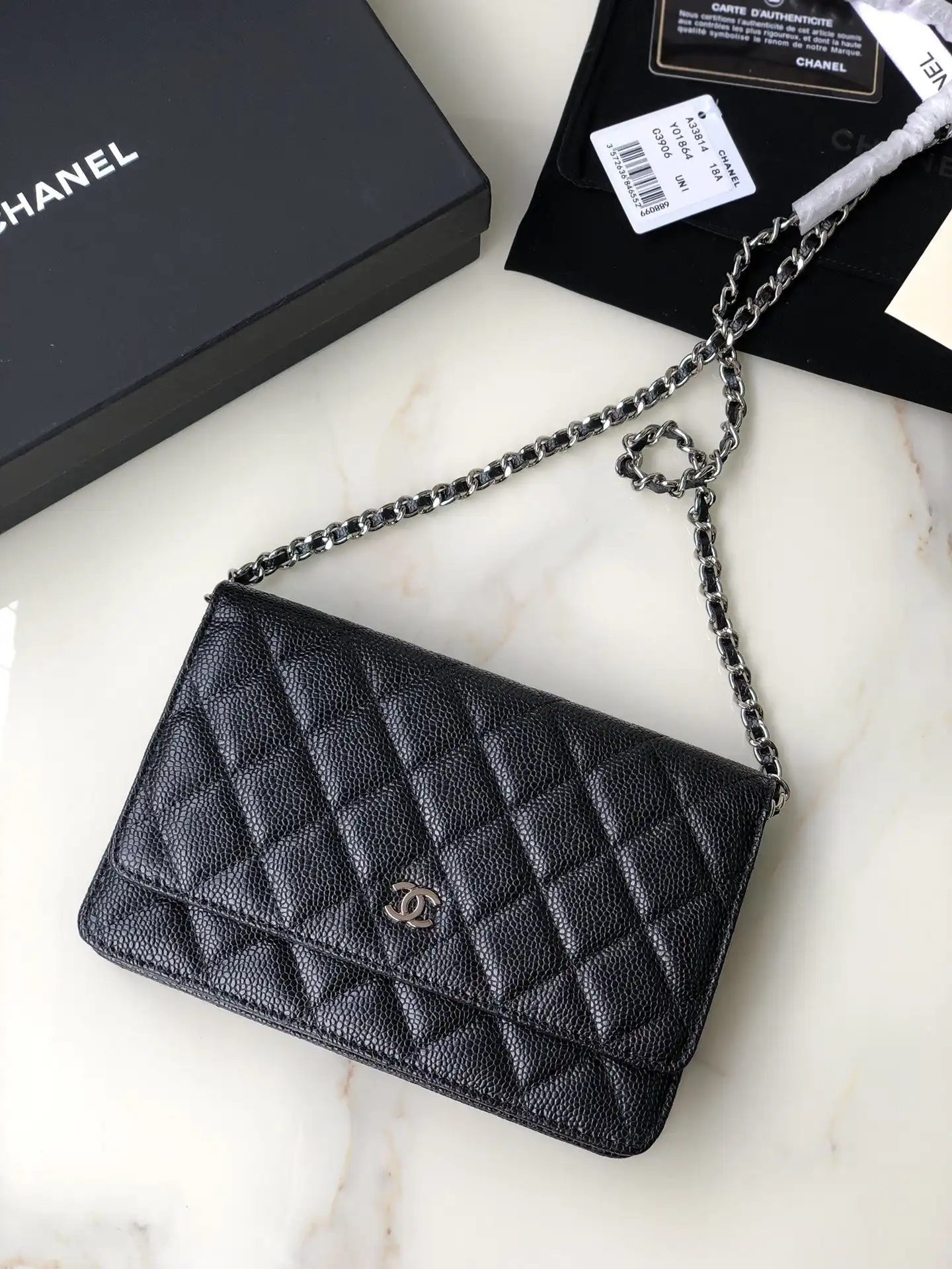 First Bag Ru CHANEL CHAIN WALLET CAVIAR