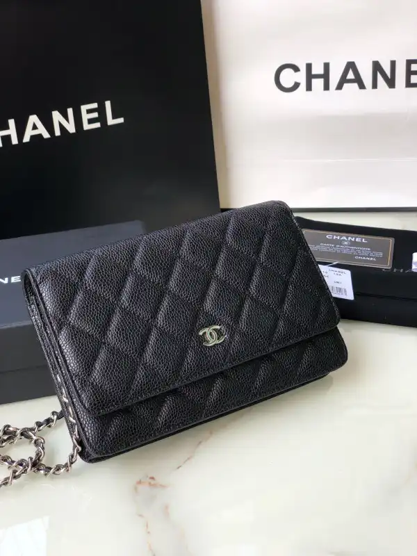 Cheap CL CHAIN WALLET CAVIAR