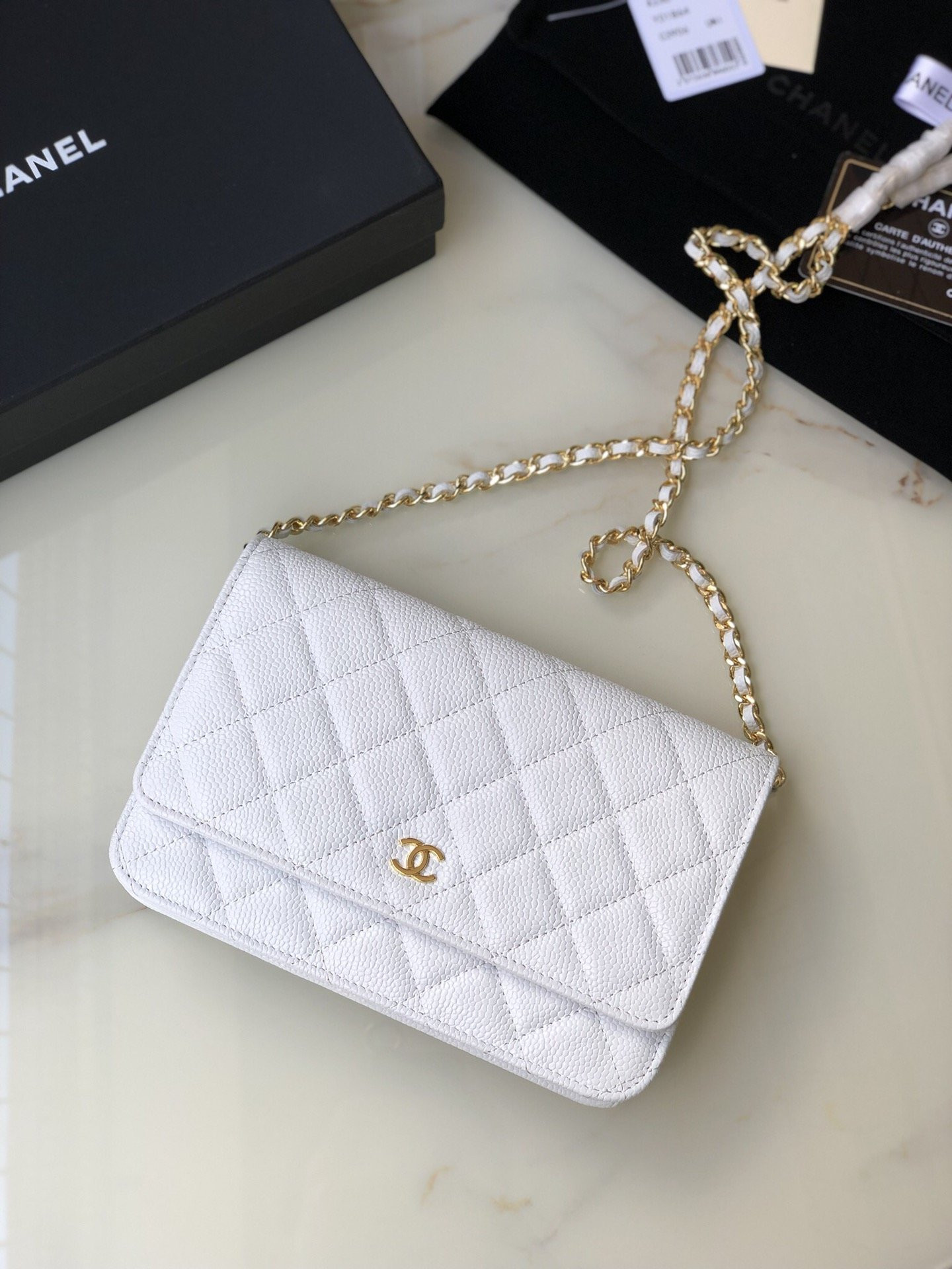 HOT SALE CL CHAIN WALLET CAVIAR