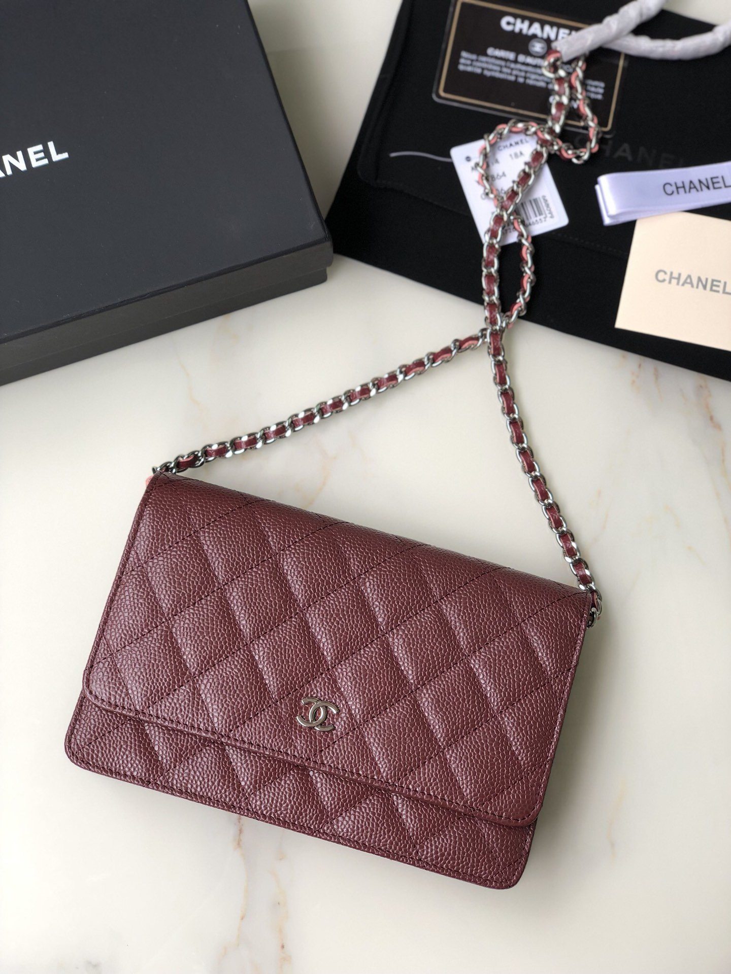 HOT SALE CL CHAIN WALLET CAVIAR