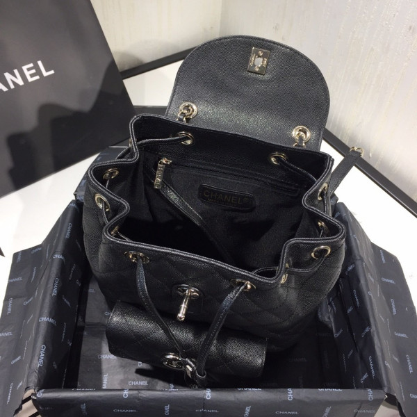 [FREE SHIPPING] CL BACKPACK IN CAVIAR WITH GOLD HARDWARE