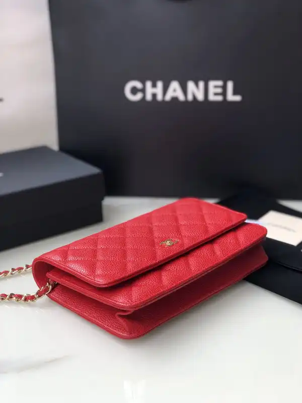 CHANEL CHAIN WALLET CAVIAR WITH GOLD HARDWARE