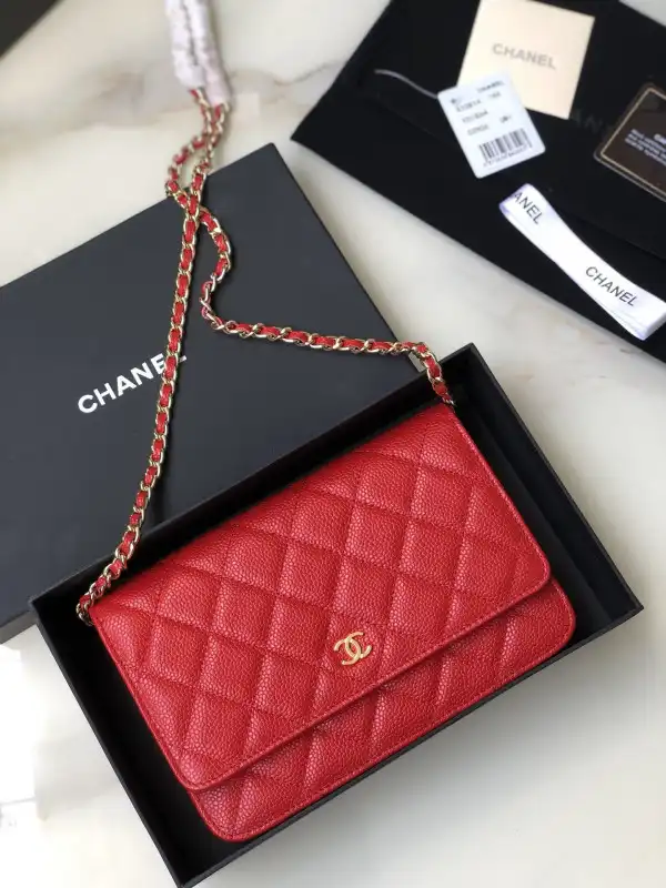 First Bag Ru CHANEL CHAIN WALLET CAVIAR WITH GOLD HARDWARE