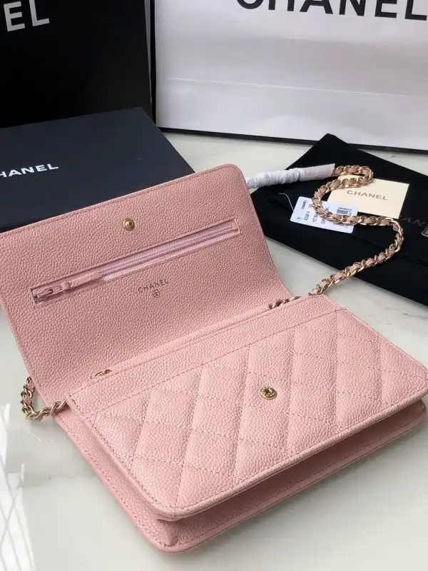 CHANEL CHAIN WALLET CAVIAR WITH GOLD HARDWARE