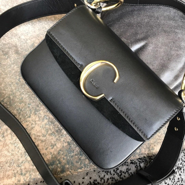 HOT SALE CHLOÉ SMALL C DOUBLE CARRY BAG