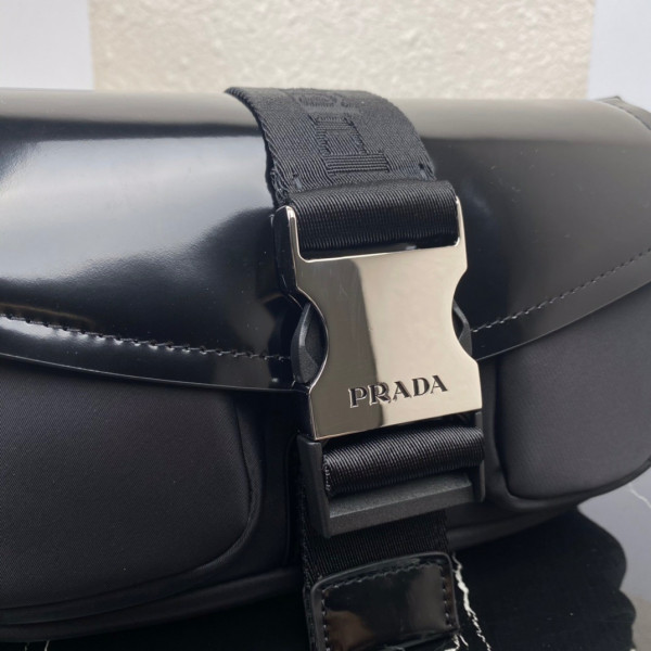 HOT SALE PRADA Pocket nylon and brushed leather bag