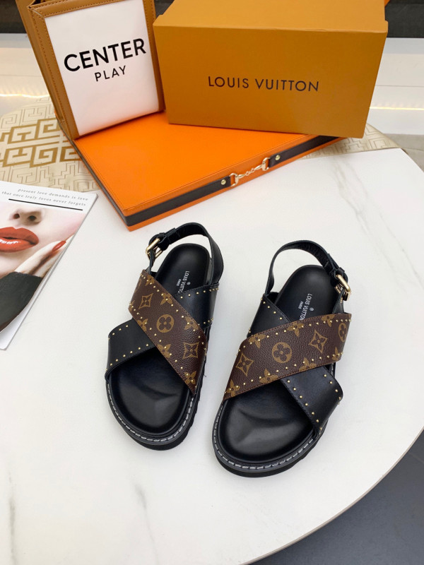 HOT SALE LOUIS VUITTON WOMEN"S PASEO FLAT COMFORT SANDAL