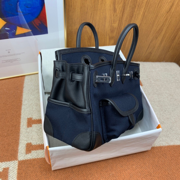 HOT SALE HERMES Cargo Birkin Bag Canvas and Swift 25