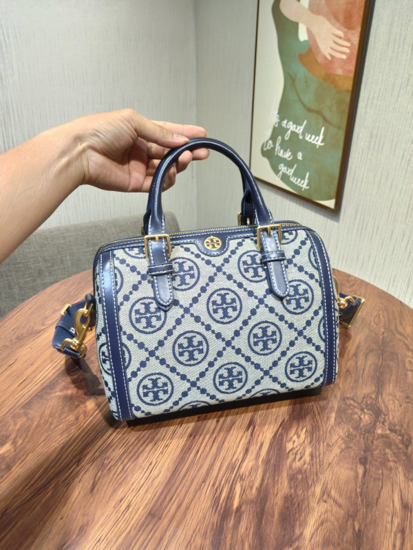 HOT SALE TORY BURCH T MONOGRAM jacquard wine barrel bag