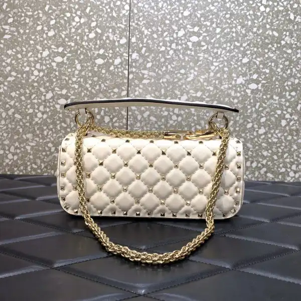 Firstbag Ru VALENTINO ROCKSTUD SPIKE SHOULDER BAG IN CRACKLE-EFFECT METALLIC