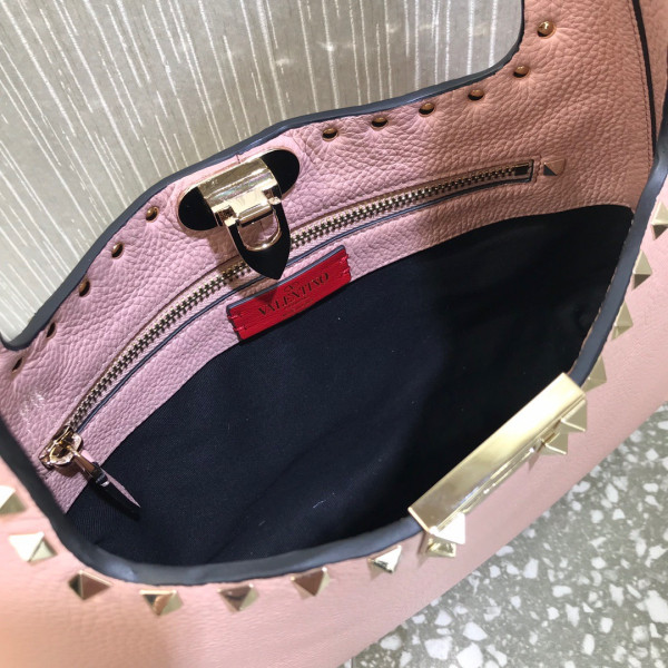 HOT SALE VALENTINO SMALL ROCKSTUD GRAINY CALFSKIN HOBO BAG