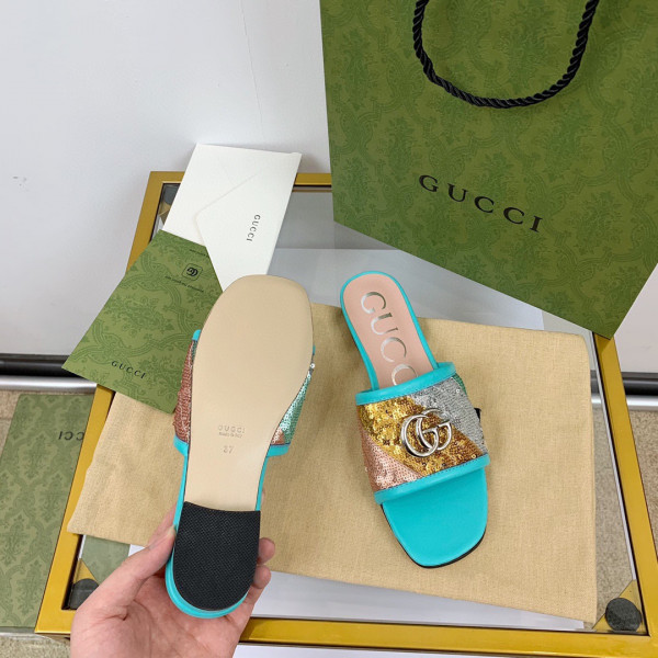 HOT SALE GUCCI Women's slide with Double G