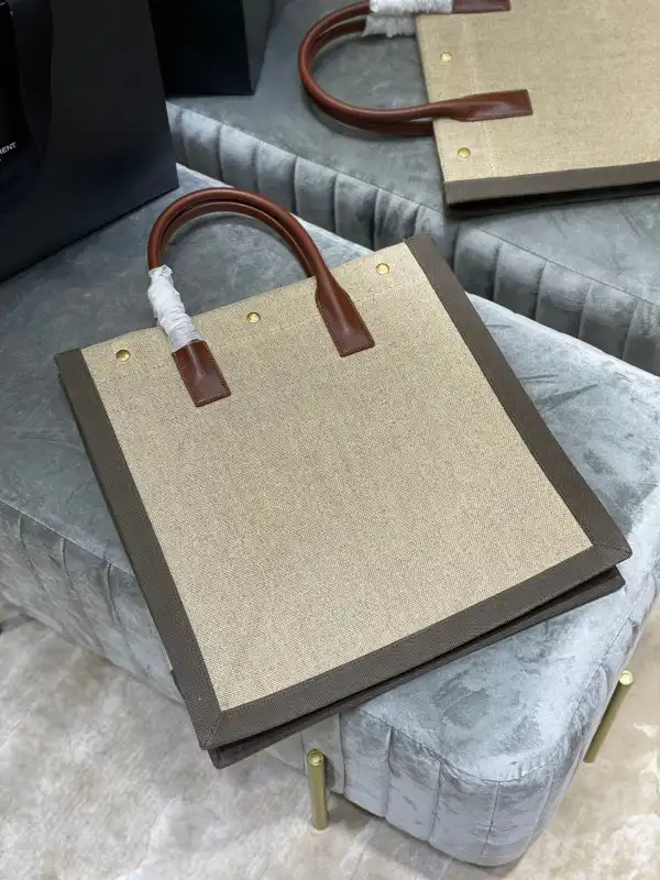 First Bag Ru YSL RIVE GAUCHE N S SHOPPING BAG IN LINEN AND COTTON