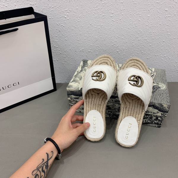 HOT SALE GUCCI Leather espadrille sandal