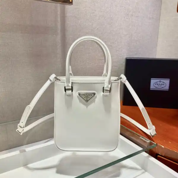 PRADA Small brushed leather tote