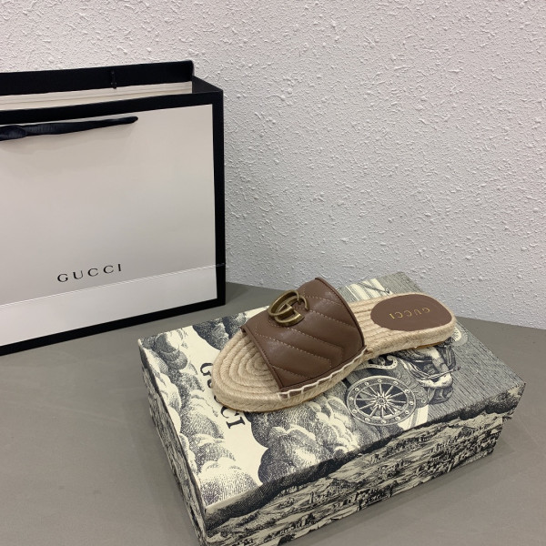 HOT SALE GUCCI Leather espadrille sandal