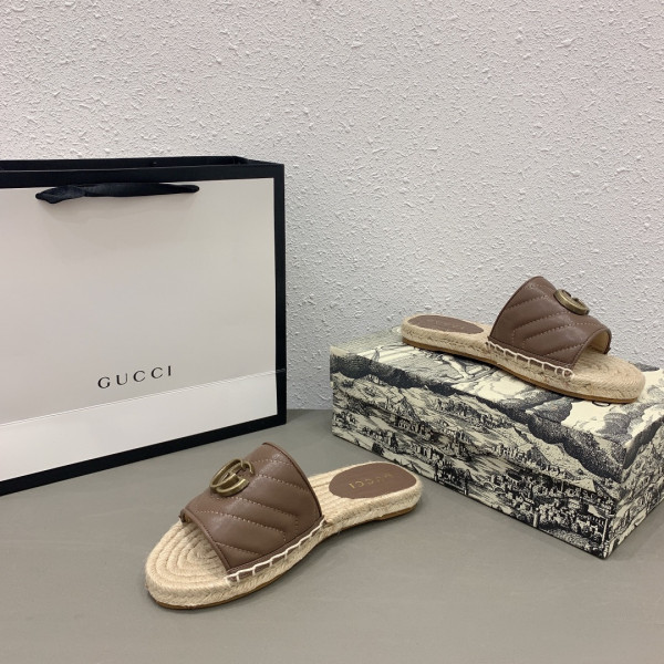 HOT SALE GUCCI Leather espadrille sandal