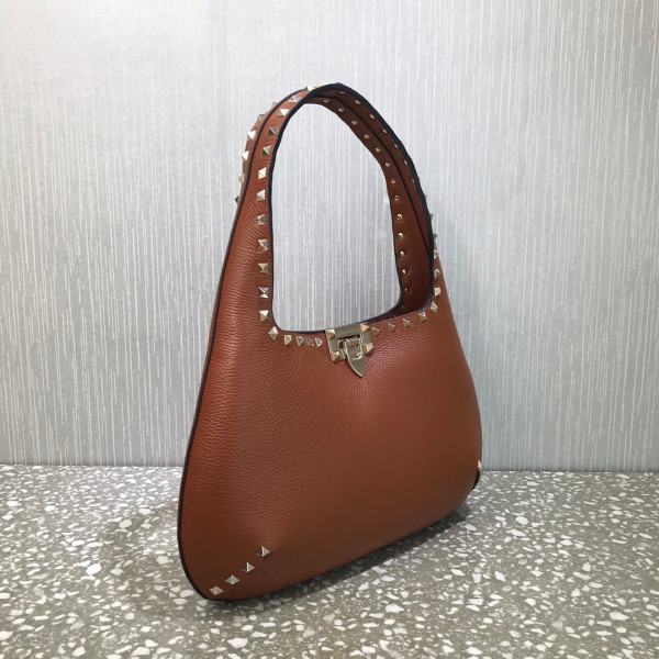 HOT SALE VALENTINO SMALL ROCKSTUD GRAINY CALFSKIN HOBO BAG