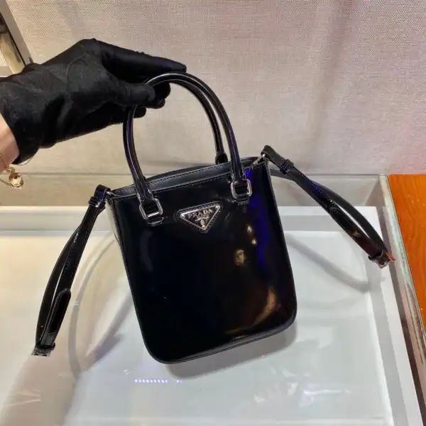 PRADA Small brushed leather tote