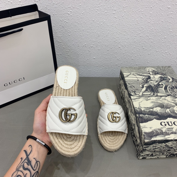 HOT SALE GUCCI Leather espadrille sandal