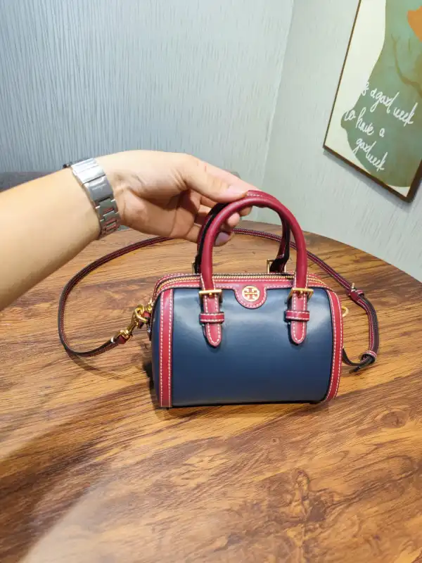 TORY BURCH Mini jacquard wine barrel bag