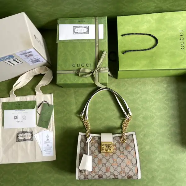 First bag ru Gucci Padlock small berry tote bag