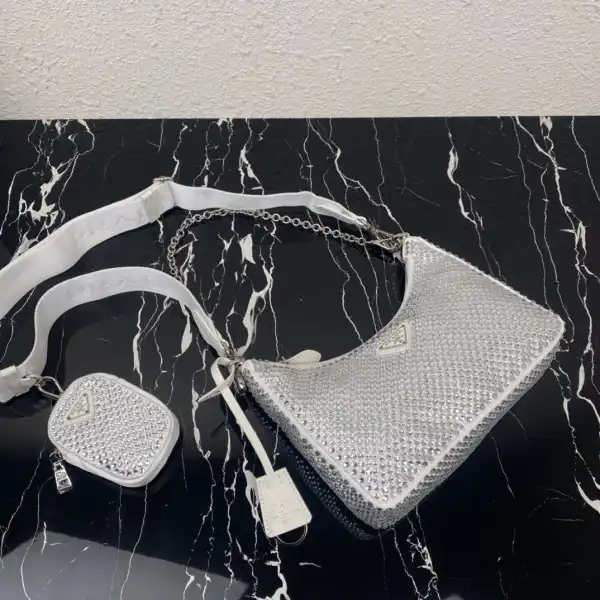 Prada Re-Edition 2005 satin bag with crystals