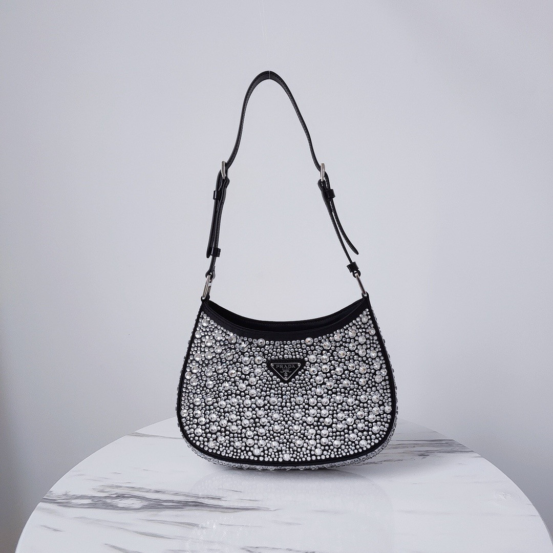 HOT SALE PRADA Cleo satin bag with appliqués