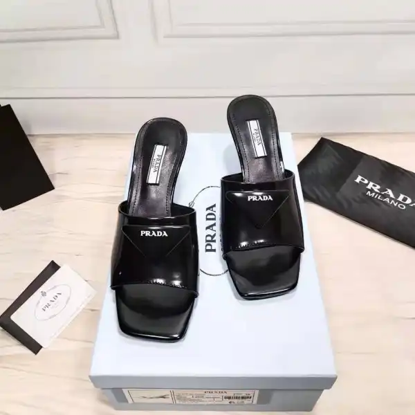 First bag ru PRADA Brushed leather mid-heeled slides