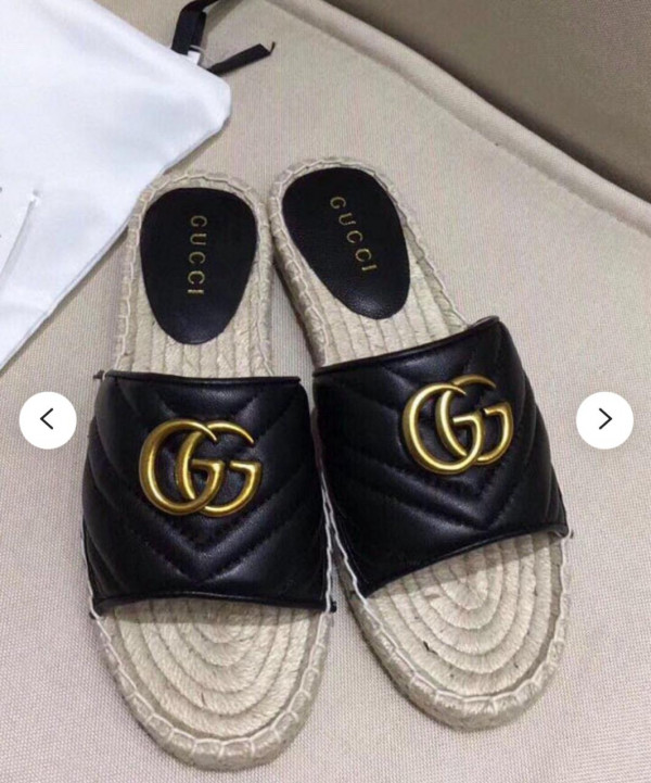 HOT SALE GUCCI Leather espadrille sandal