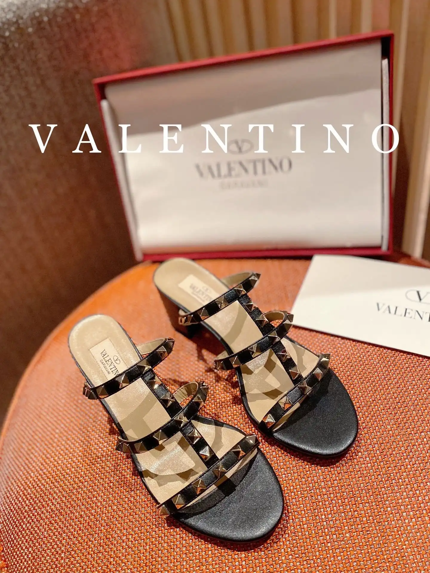 First bag ru VALENTINO ROCKSTUD CALFSKIN LEATHER SLIDE SANDAL