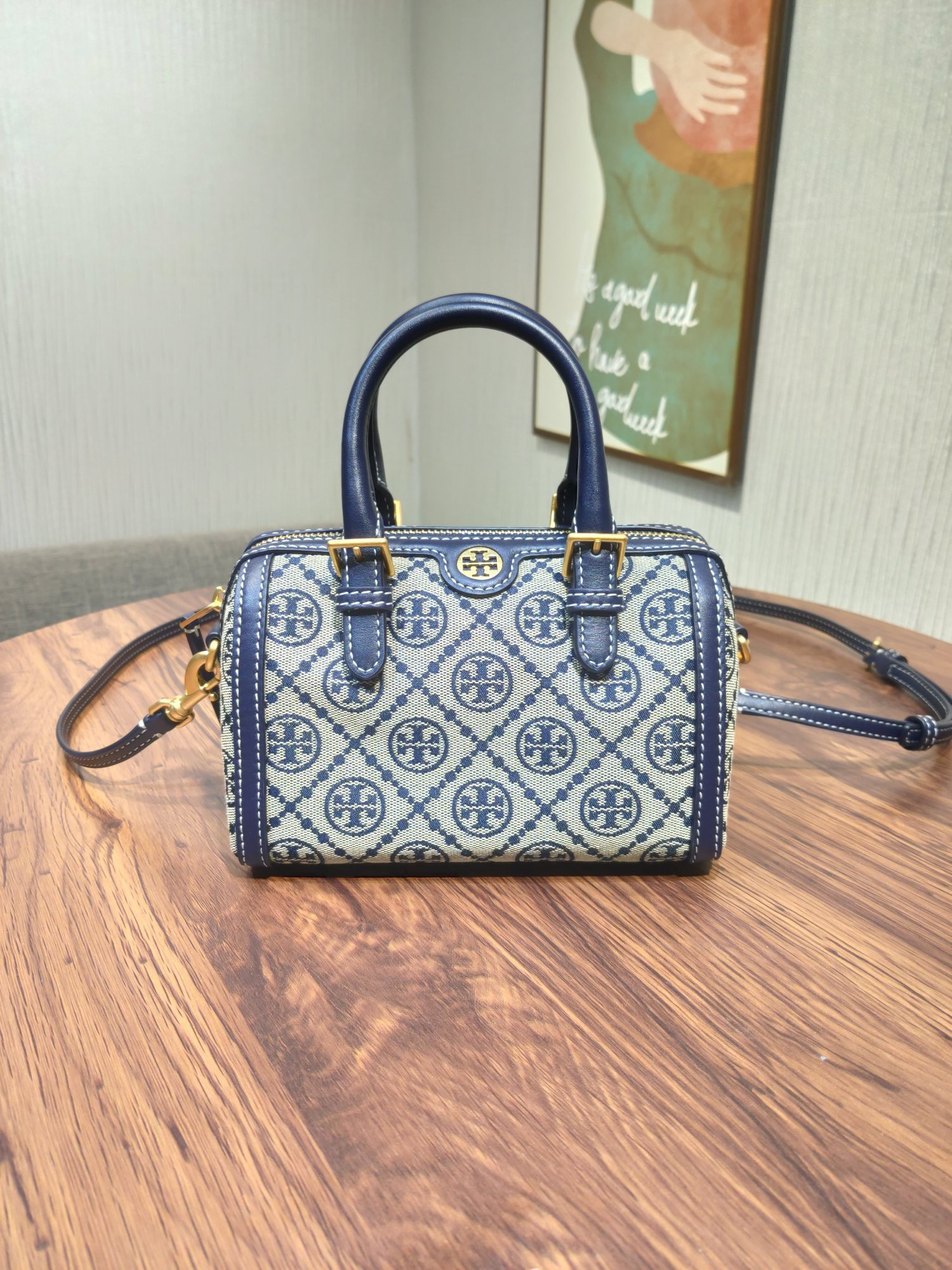 HOT SALE TORY BURCH T MONOGRAM Mini jacquard wine barrel bag