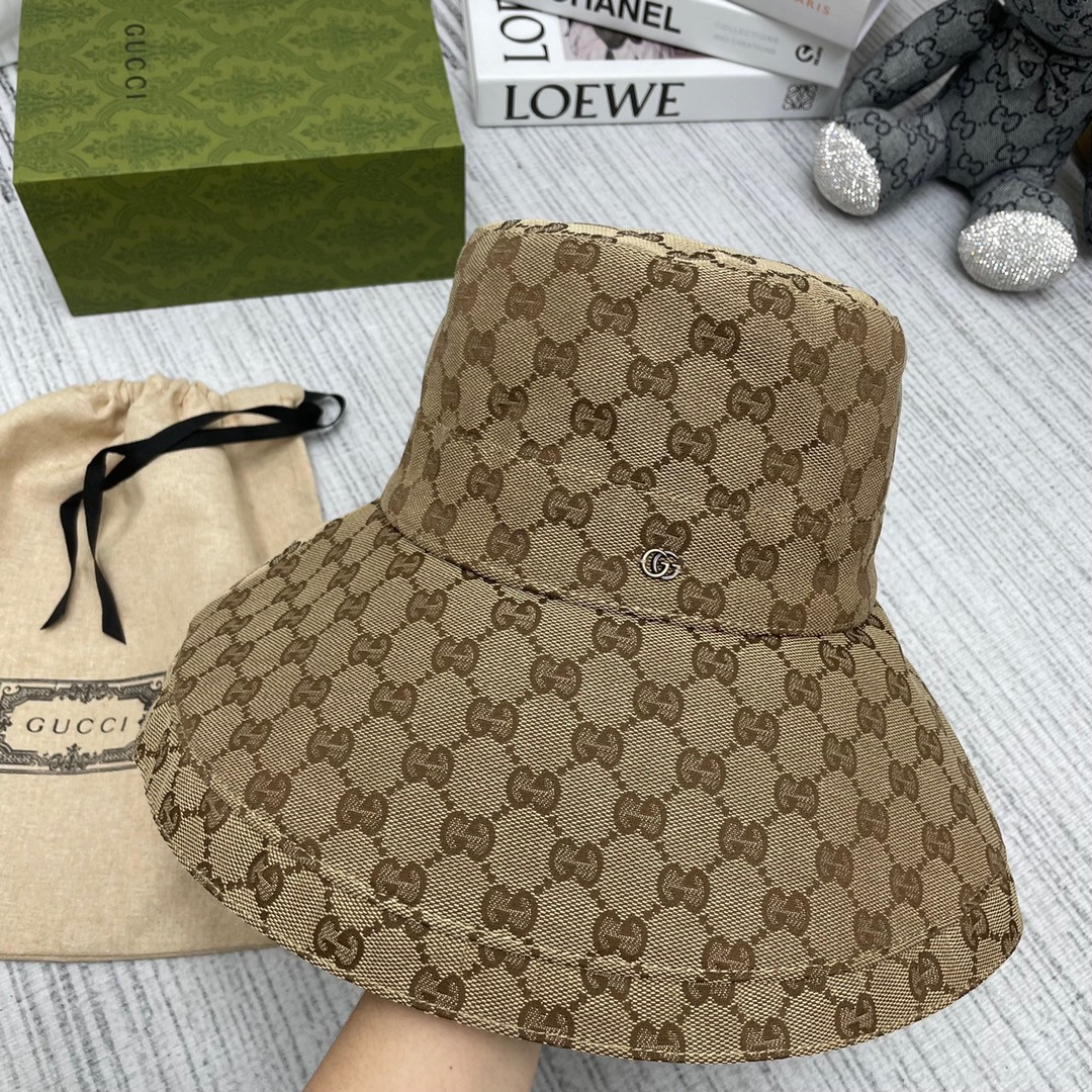 HOT SALE GUCCI GG canvas wide brim hat