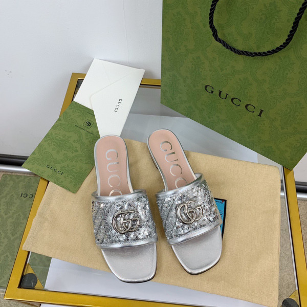 HOT SALE GUCCI Women's slide with Double G