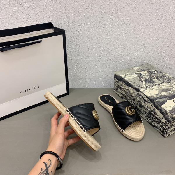 HOT SALE GUCCI Leather espadrille sandal