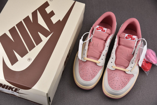 HOT SALE TRAVIS SCOTT X AIR JORDAN 1 LOW OG SHY PINK DM7866-600