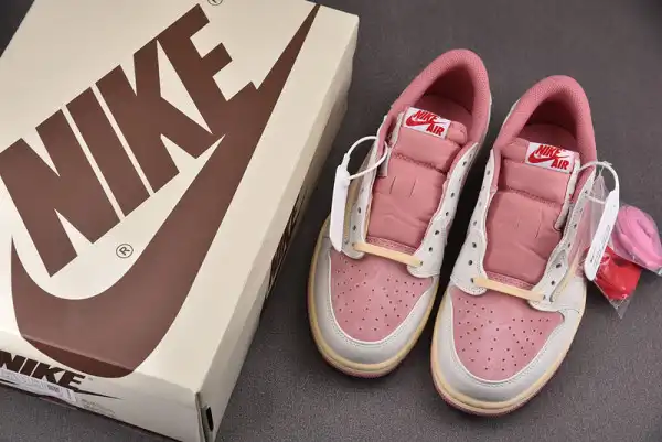 Bagsoffer yupoo TRAVIS SCOTT X AIR JORDAN 1 LOW OG SHY PINK DM7866-600