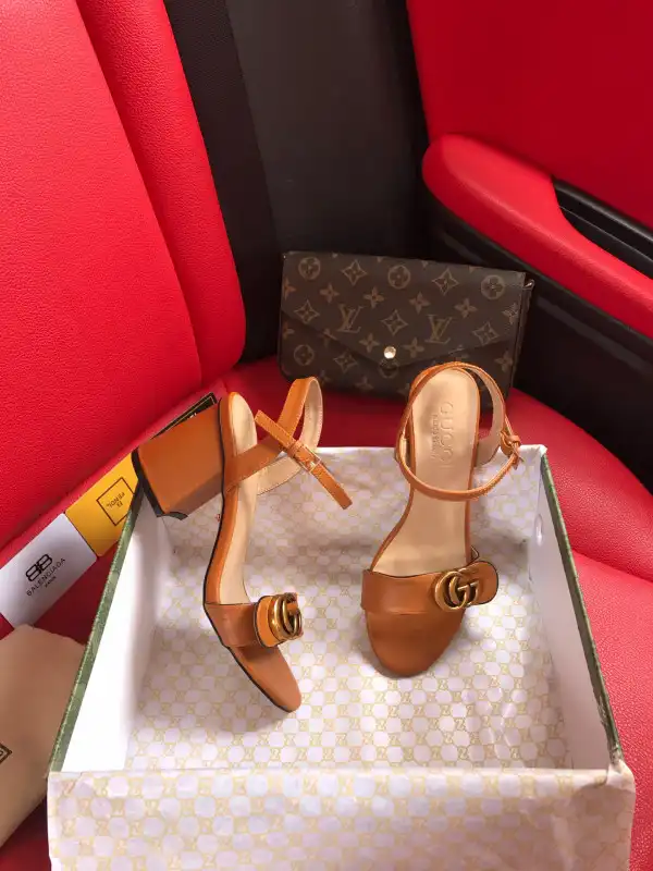 First bag ru GUCCI Leather mid-heel sandal