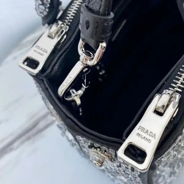 PRADA Galleria satin mini-bag with crystals