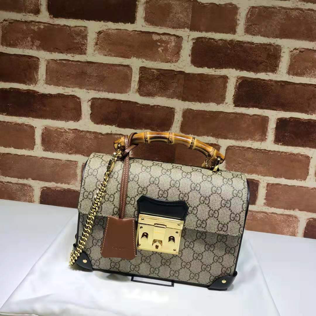 HOT SALE GUCCI Padlock GG small bamboo shoulder bag