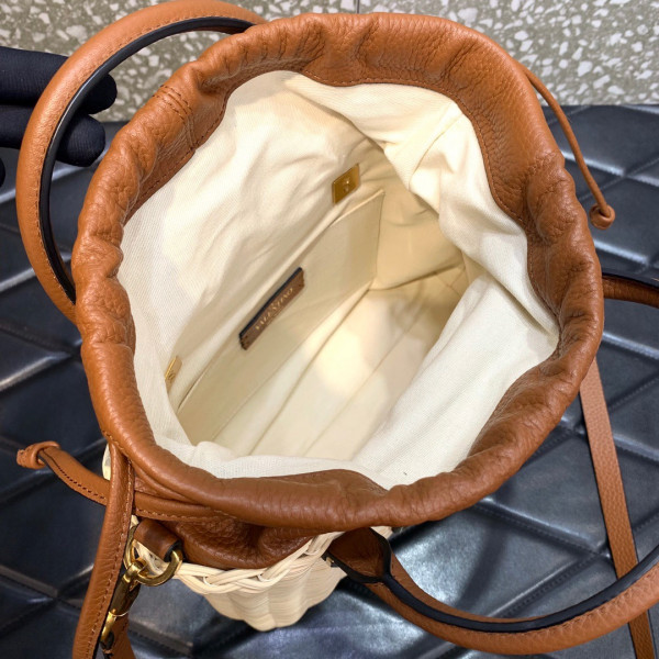 HOT SALE VALENTINO VLOGO SIGNATURE WICKER BUCKET BAG