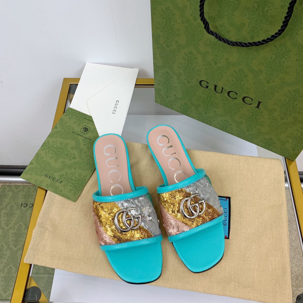 HOT SALE GUCCI Women's slide with Double G