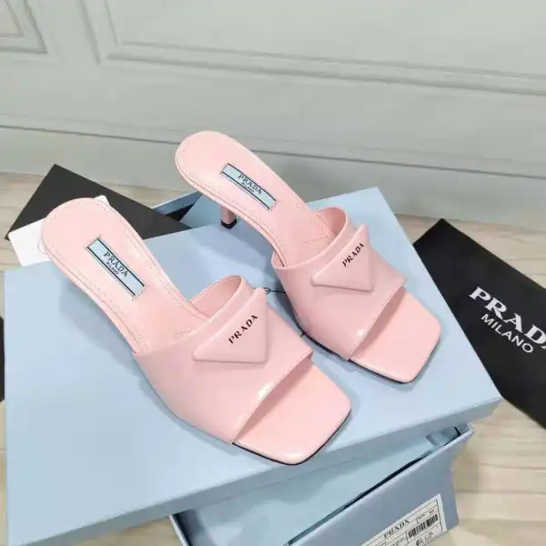 First bag ru PRADA Brushed leather mid-heeled slides